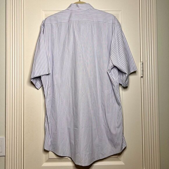 Byron and Poole White with Blue Stripes Short Sleeve Cotton Shirt - Picture 2 of 4